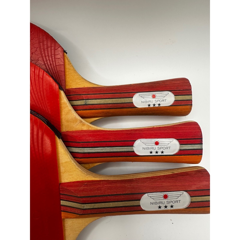Nibiru Sport 3 Star Table Tennis Paddles Set of 3 Red Black Ping Pong Rackets